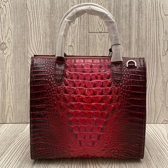 BRAHMIN Caroline Rose Ombre Melbourne Satchel Embossed Leather Handbag - Picture 4 of 10